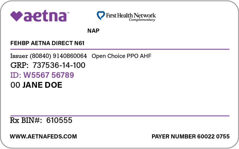 Aetna First Health Network Insurance Card