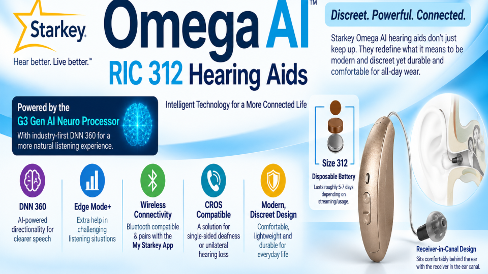 Starkey Omega Ai RIC 312 Battery Hearing Aids