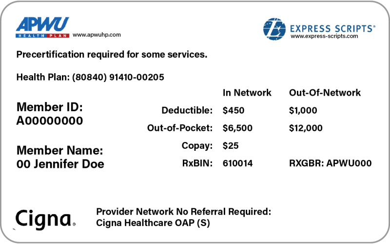 APWU Insurance Card