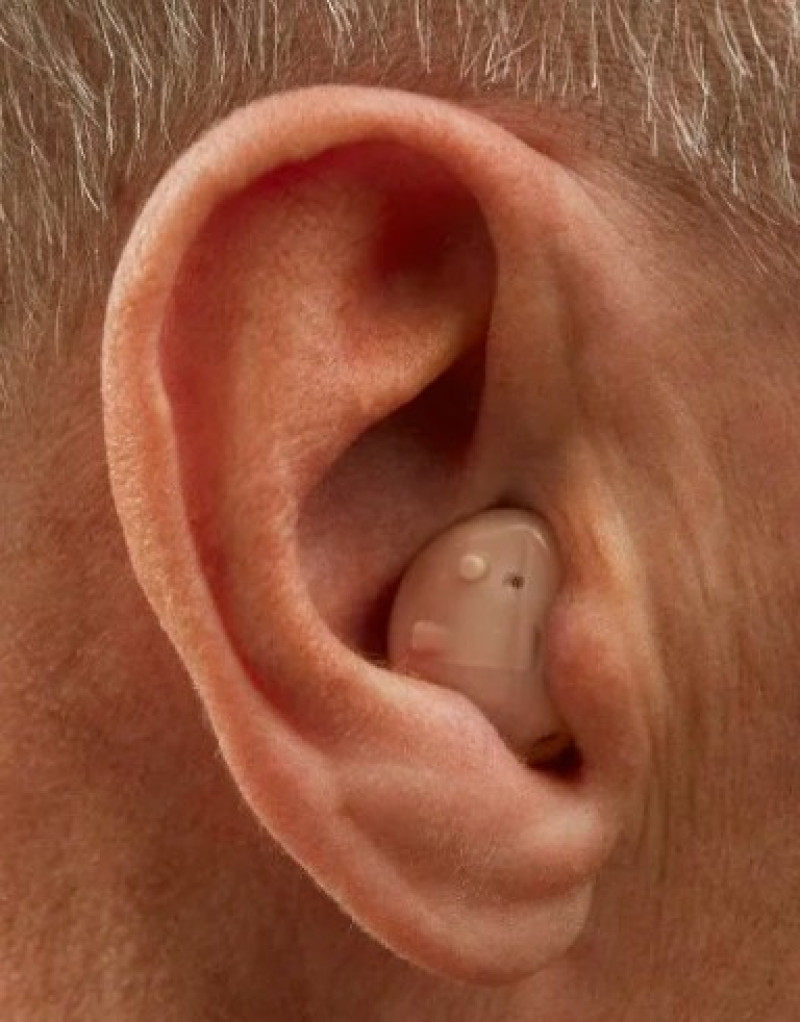 ITC hearing aid worn inside the ear canal with low-profile custom fit