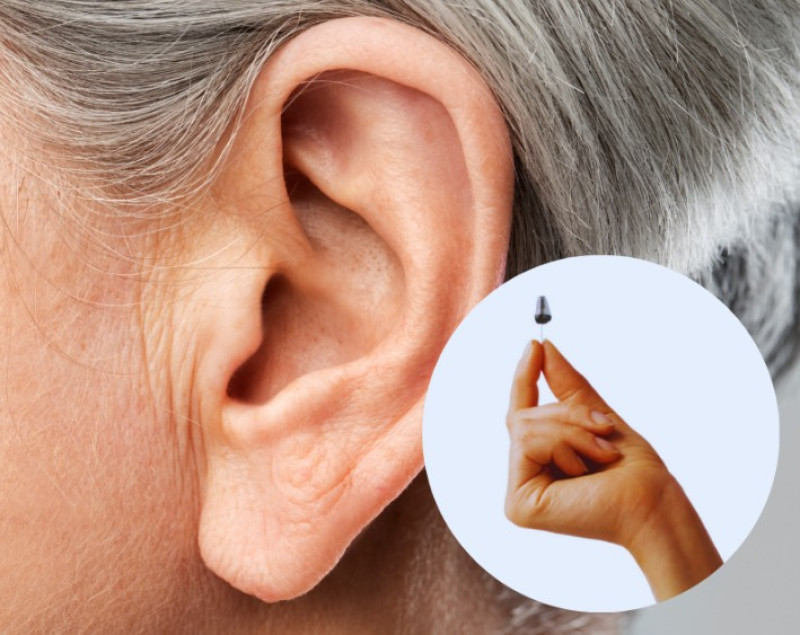 IIC invisible hearing aid hidden inside the ear canal while worn