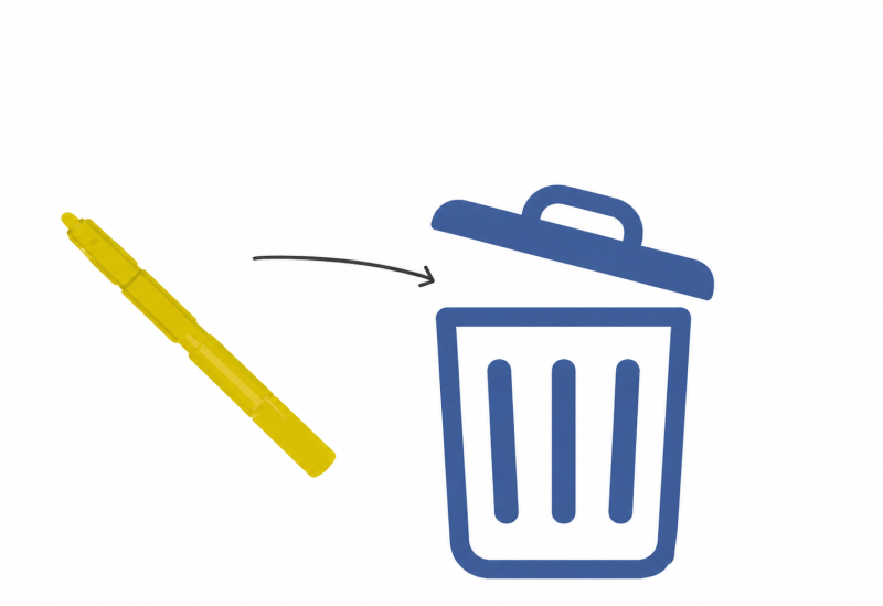 Discarding used Starkey wax filter replacement stick after use