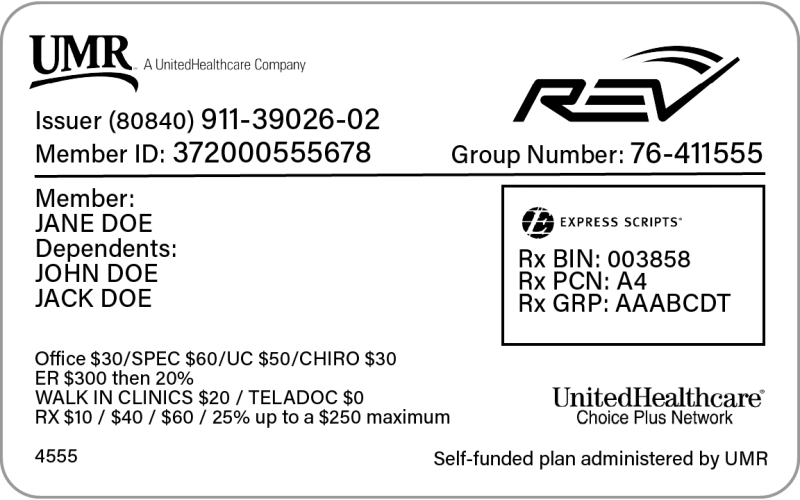 UMR Rev Insurance Card