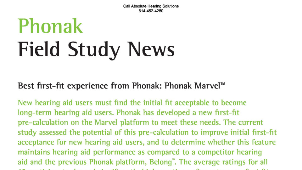 Phonak Marvel Field Study Best First Fit Experience