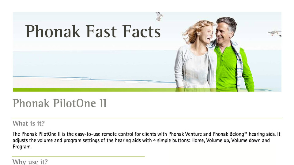 Phonak Pilot One II Fast Facts